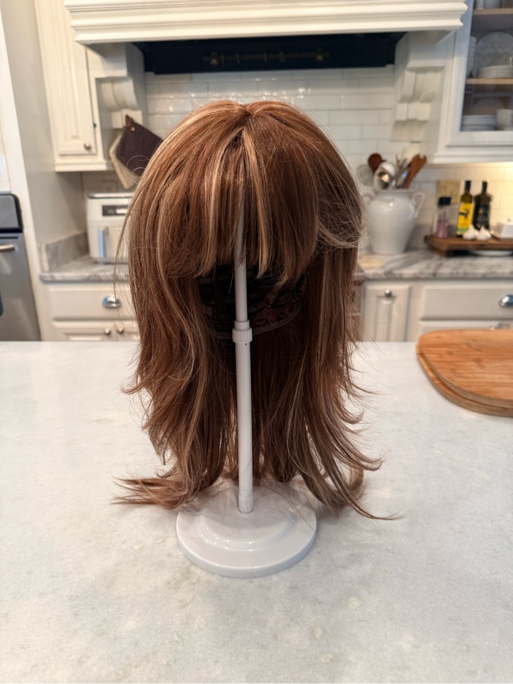 Natural Light Brown Layered Women's Wig with Soft Bangs